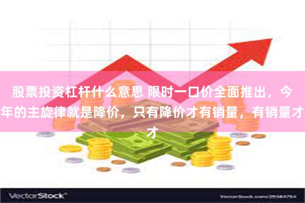股票投资杠杆什么意思 限时一口价全面推出，今年的主旋律就是降价，只有降价才有销量，有销量才
