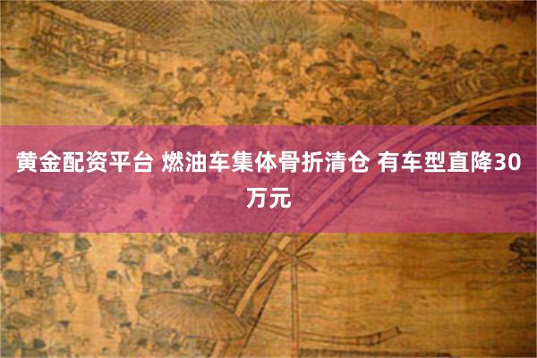 黄金配资平台 燃油车集体骨折清仓 有车型直降30万元