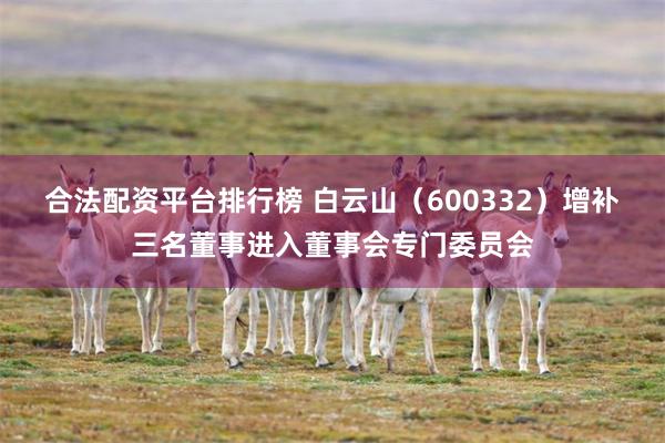 合法配资平台排行榜 白云山(600332)增补三名董事进入董事会专门委员会