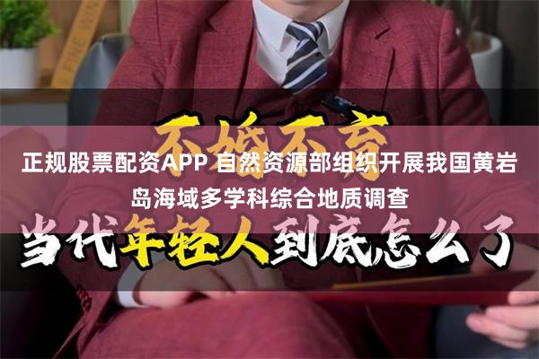 正规股票配资APP 自然资源部组织开展我国黄岩岛海域多学科综合地质调查