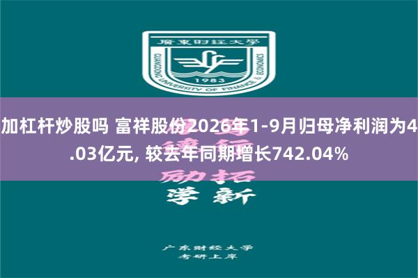 加杠杆炒股吗 富祥股份2026年1-9月归母净利润为4.03亿元, 较去年同期增长742.04%